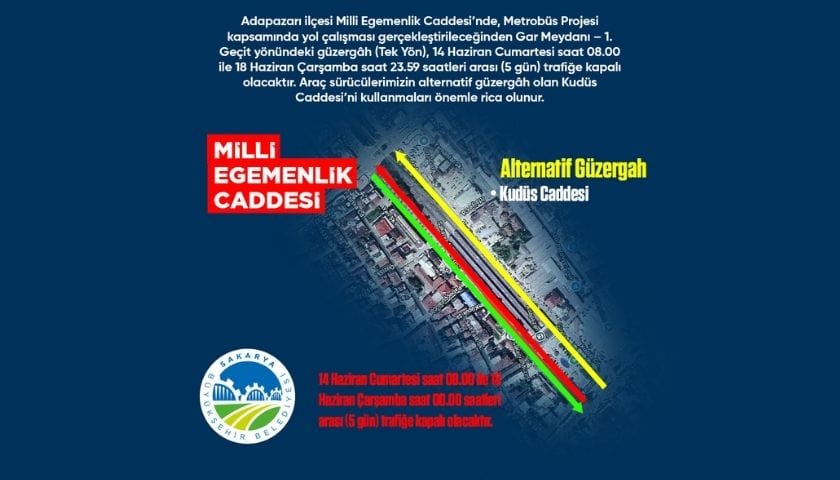 O güzergâh 5 gün trafiğe kapalı olacak