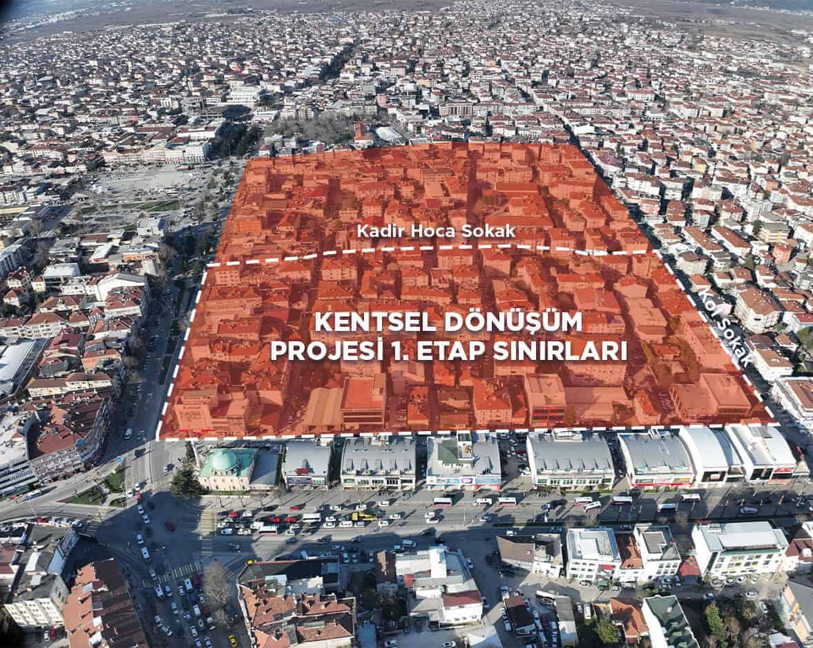 Kentsel dönüşüm ve planlama odaklı projeler, kentsel dönüşüm alanları ve sınırları görseli.